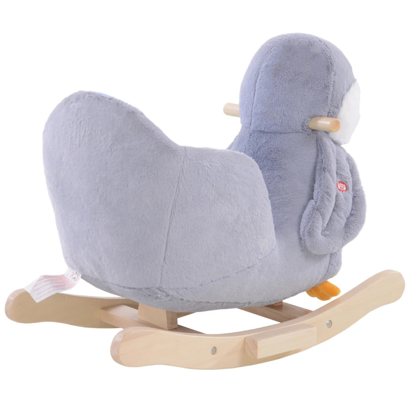 HOMCOM krzesło bujane pingwin na biegunach konik na biegunach z muzyką plusz