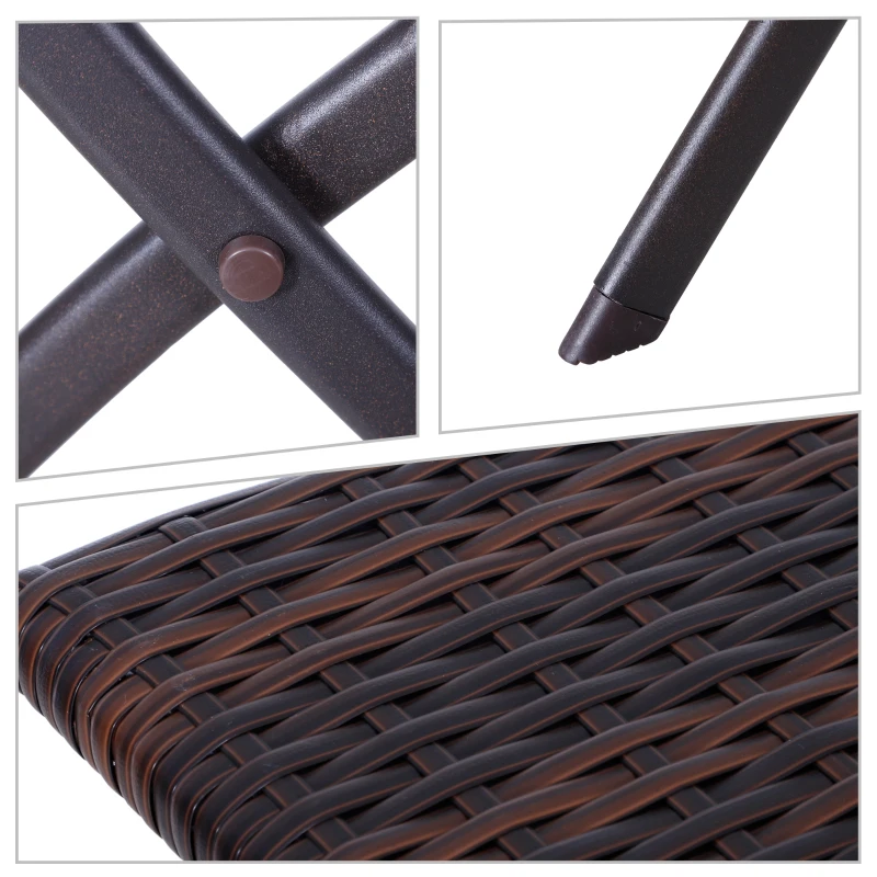 Outsunny Set da Giardino Pieghevole da 3 Pezzi in Rattan PE e Metallo, Set 2 Sedie e Tavolino da Caffè, Protezione dai Raggi UV, Set di Mobili da Balcone, per Patio e Cortile, Marrone