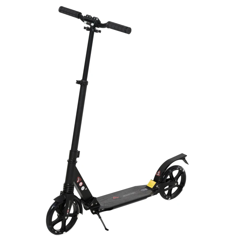 HOMCOM Monopattino Pieghevole per Bambini fino a 14 Anni con Grande Ruote Luminose e Manubrio Regolabile su 3 Livelli Nero, 200mm