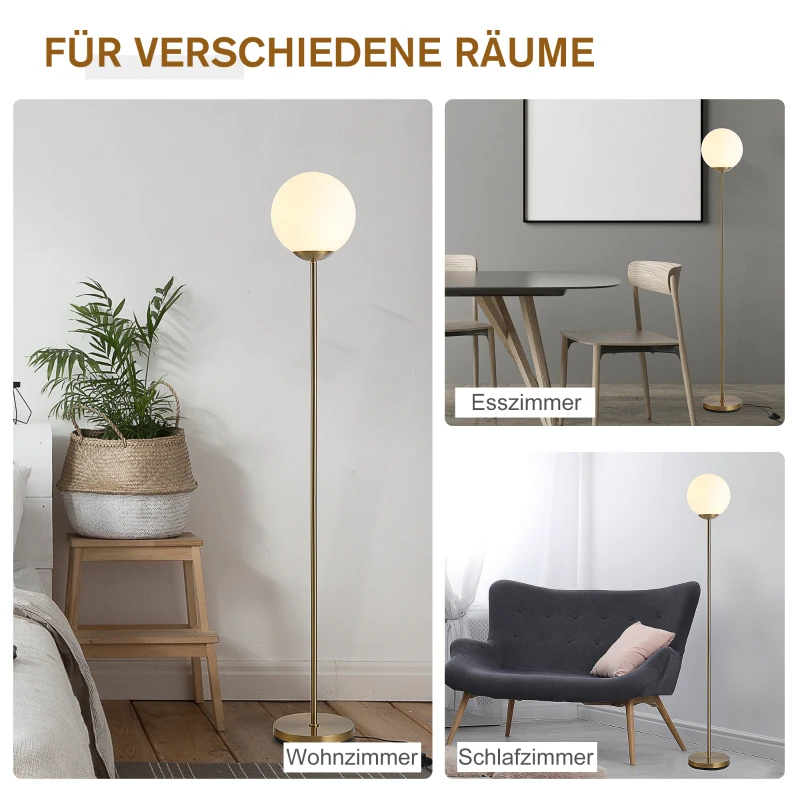 Lampa podłogowa do salonu lampa podłogowa lampa stojąca metal ze szkłem złoty 25x25x171cm