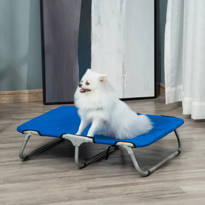 PawHut Lit surélevé pour chien lit de camp animal pliable intérieur extérieur tissu oxford 71 x 58 x 20 cm bleu