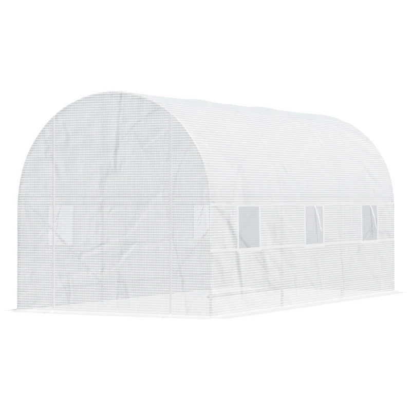 Outsunny Sera pentru Gradina Tip Tunel pentru Plante din PE si tevi de Otel, Alba, 450x200x200 cm(m-12)