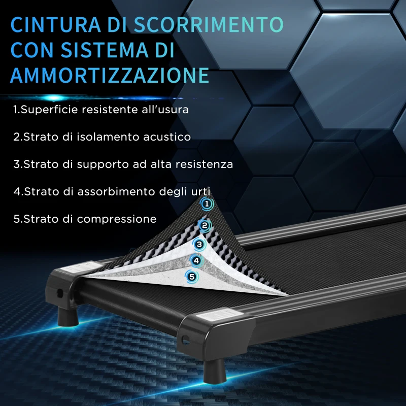 HOMCOM Tapis Roulant Elettrico Pieghevole 500W con 3 Programmi e Monitor LCD per Allenamento a Casa o in Ufficio