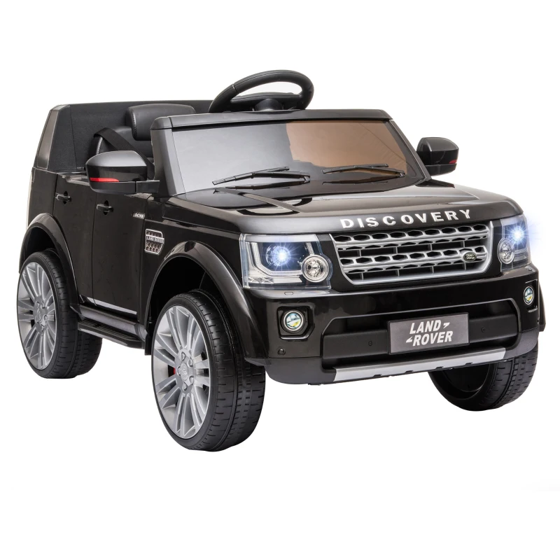 HOMCOM Coche Eléctrico para Niños de +3 Años Landrover con Licencia Control Remoto Batería 12V y 2 Motores Velocidad de 3-5 km/h 102,5x69x55,4 cm Negro