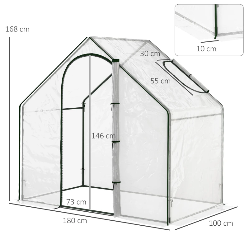 Outsunny sera de gradina, PVC transparent 180x105x165 cm