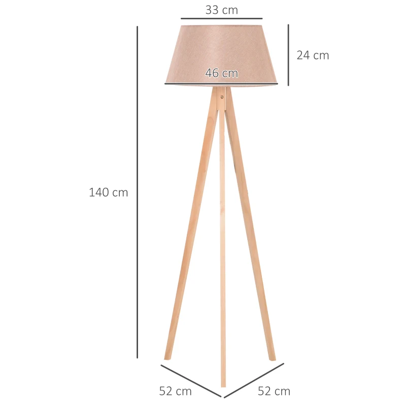 HOMCOM Candeeiro de Pé Moderno para o Quarto, Sala de Estudo, Sala de Estar com Base de Tripé Inoxidável Abajur de Linho Bege 146 cm