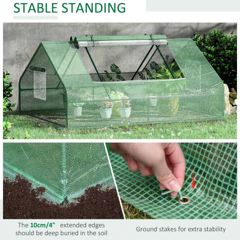 Outsunny Sera de Gradina din Otel si PE, Usi Rulou cu Balamale si Ferestre, 180x140x80cm