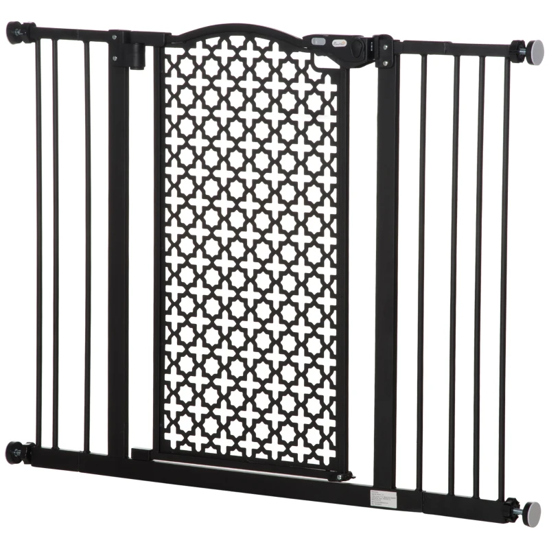 PawHut 74-105cm Pet Safety Gate Stair Barrier, with Auto Close, Double Locking - Black