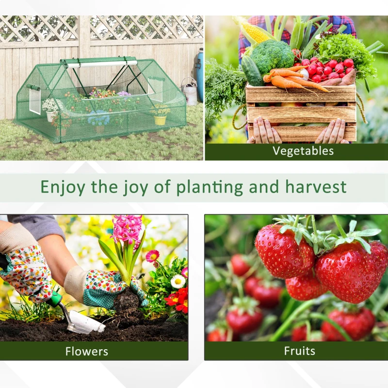 Outsunny Sera de Gradina din Otel si PE, Usi Rulou cu Balamale si Ferestre, 180x140x80cm