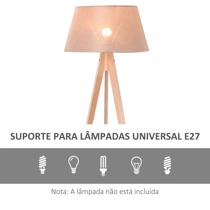 HOMCOM Candeeiro de Pé Moderno para o Quarto, Sala de Estudo, Sala de Estar com Base de Tripé Inoxidável Abajur de Linho Bege 146 cm