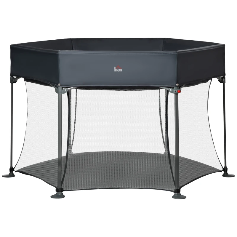 HOMCOM Laufstall klappbar tragbar 134 cm x 134 cm x 83 cm Mesh PP Grau