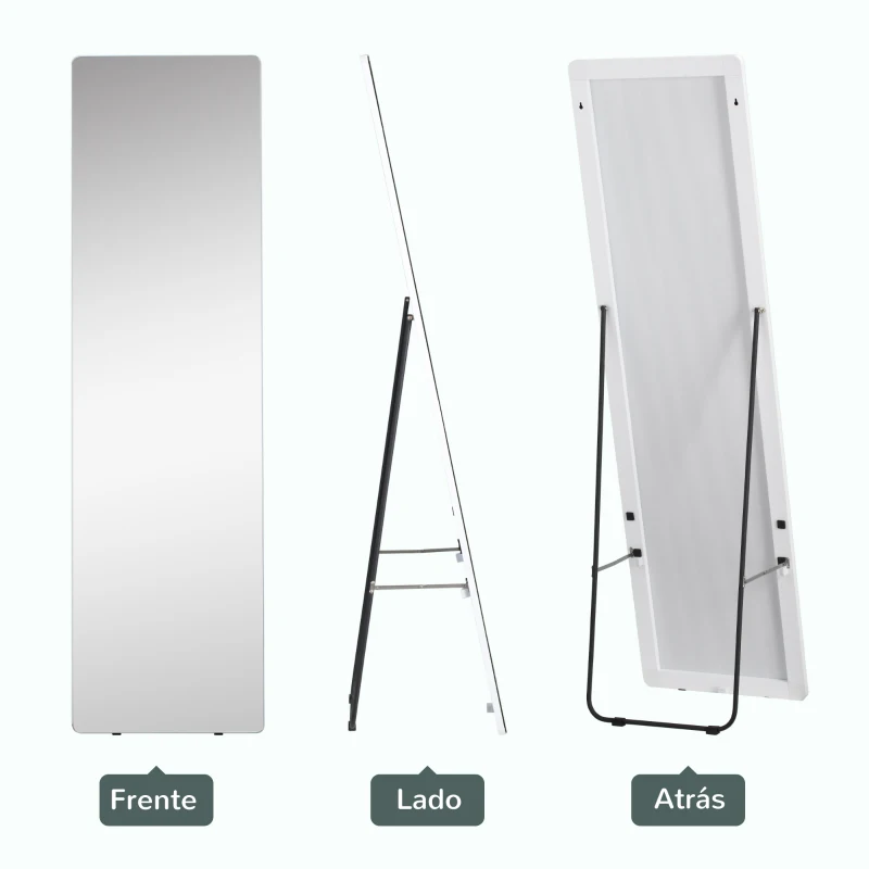 HOMCOM Espelho de Pé Espelho de Corpo Inteiro 45x37x158,5cm Espelho de Parede com Estrutura de Liga de Alumínio Estilo Moderno Prata