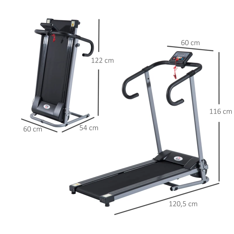 HOMCOM Cinta de Correr Plegable Cinta de Andar Eléctrica Velocidad de 1-10km/h con Pantalla LCD 125x61x118 cm Negro y Gris