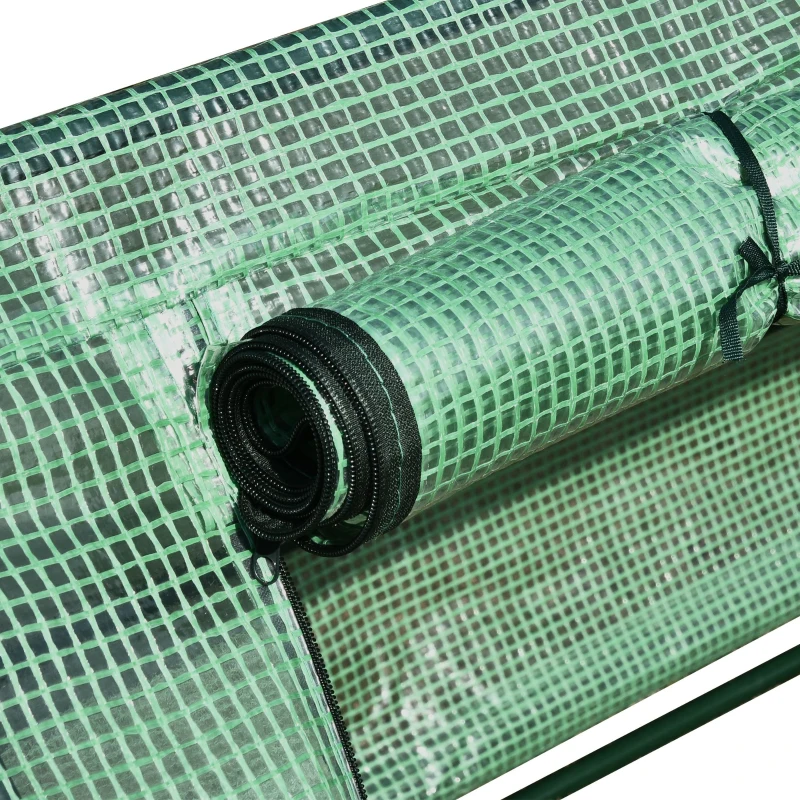 Outsunny Sera cu Tuburi din Otel si Invelis in Polietilen cu 3 Porti Verde 400 x 100 x80cm