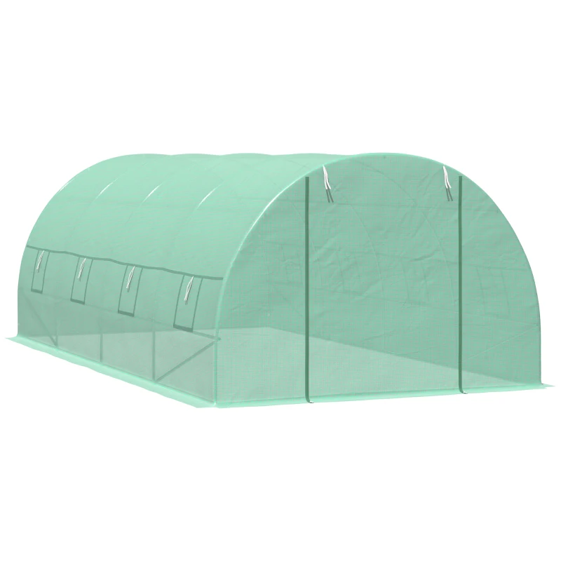 Outsunny Sera Tip Tunel pentru Plante, Verde, 6x3x2 m(m-14)