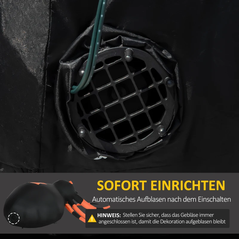 Outsunny 43 cm Opblaasbare Halloween Decoratie Grote spin met LED verlichting