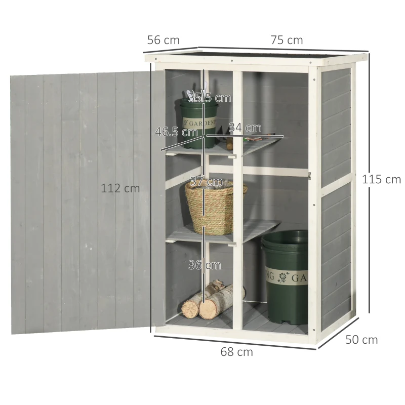 Outsunny Casuta Lemn 75×56×115 cm – Depozitare Unelte cu Acoperis Impermeabil(m-3)