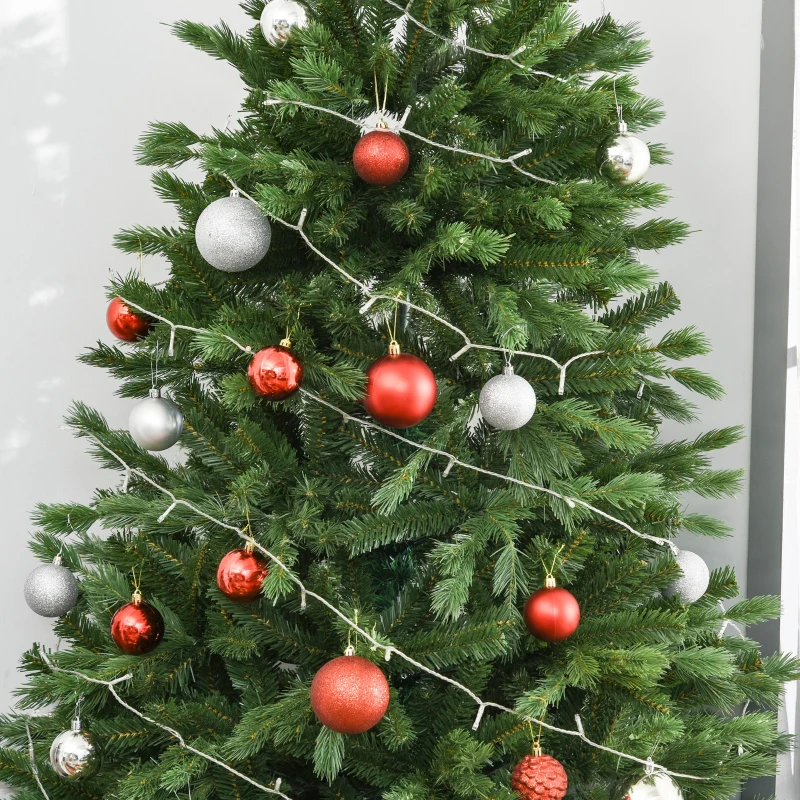 HOMCOM 7ft Unlit Artificial 2.1m Xmas Christmas Tree Easy Assembly with Foldable Base Stand for Indoor Outdoor Holiday Decoration Green