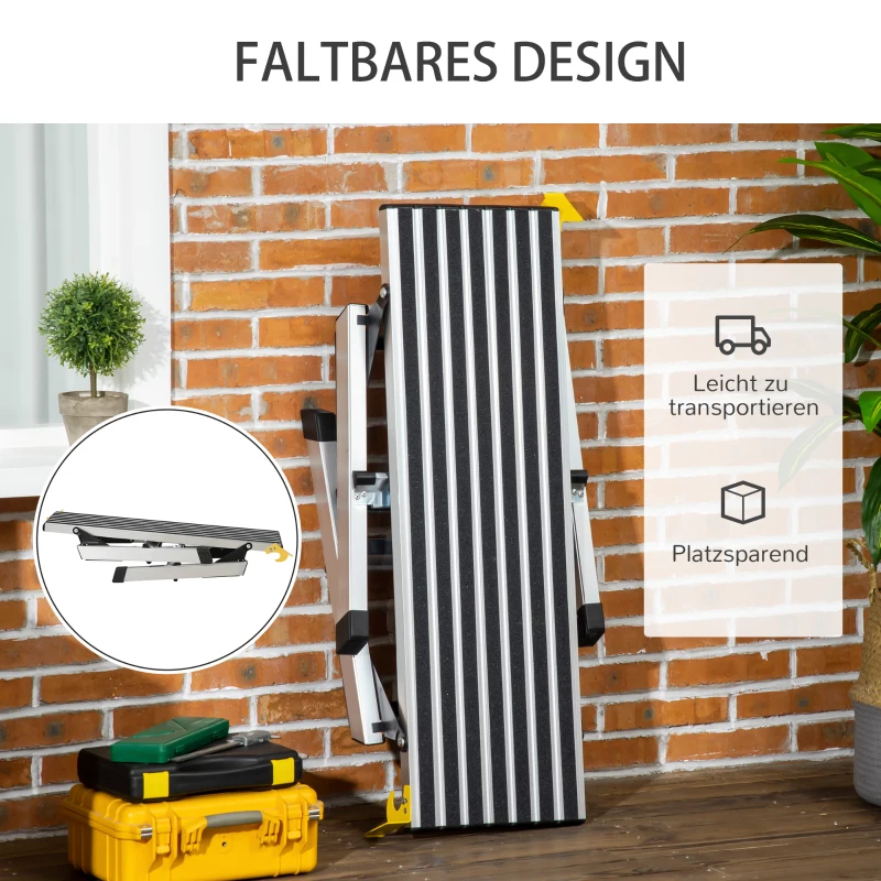 DURHAND Arbeitsplattform Arbeitsbühne, klappbar, rutschfest, mit Sicherheitsriegel, Aluminium, 127,5 x 45 x 49cm