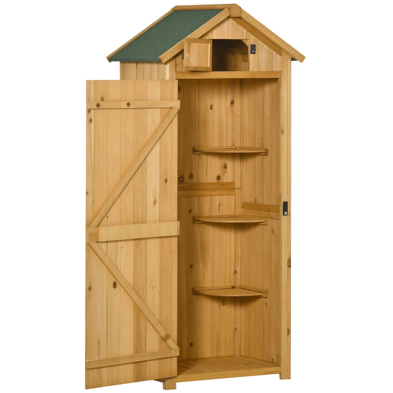 Outsunny sopron de Gradina din Lemn Impermeabil, 77x54.2x179 cm, Galben