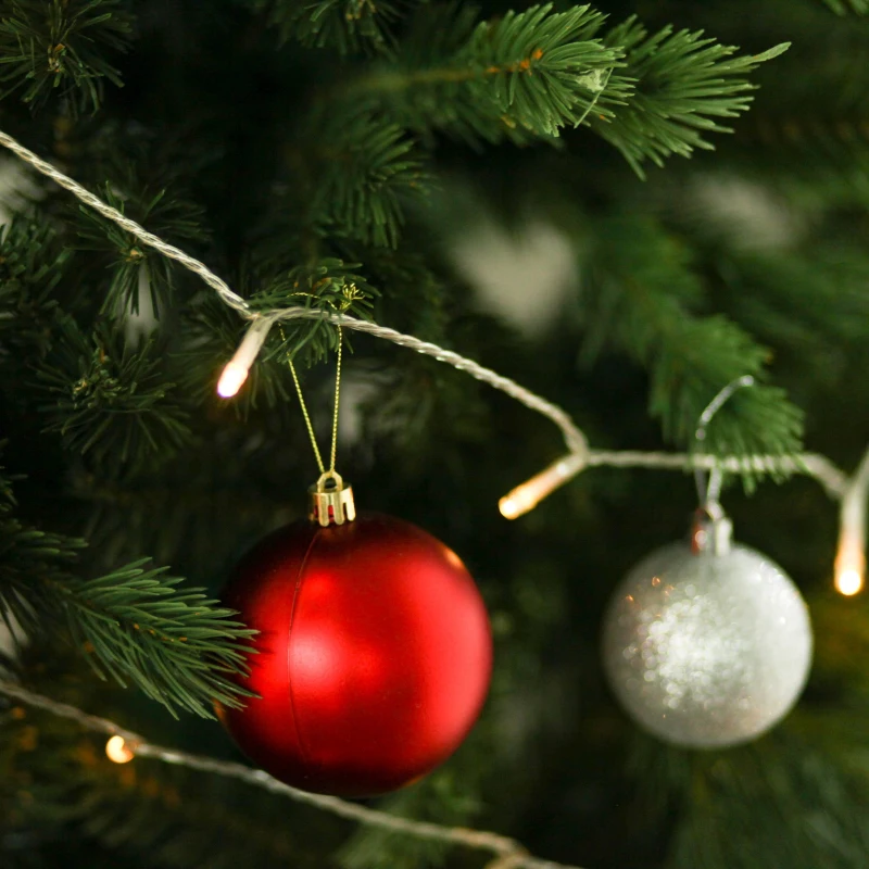 HOMCOM 7ft Unlit Artificial 2.1m Xmas Christmas Tree Easy Assembly with Foldable Base Stand for Indoor Outdoor Holiday Decoration Green