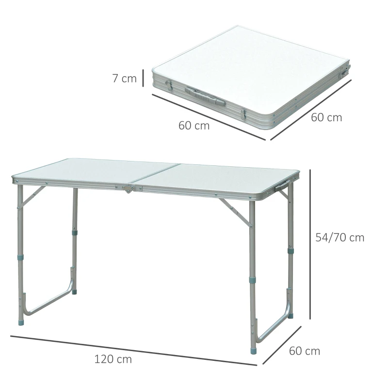 Outsunny Tavolo Da Campeggio Picnic Pieghevole Portatile 120 x 60 x 54/70 cm