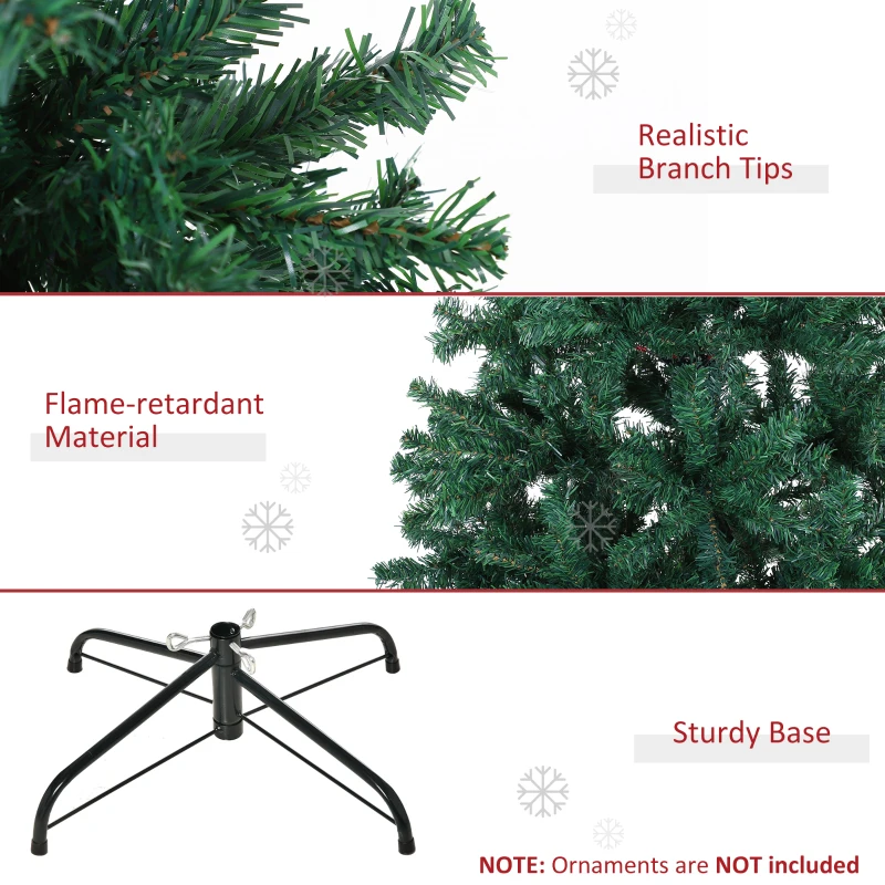 HOMCOM 6FT Artificial Christmas Tree Plain Spruce Faux Seasonal Decoration 1000 PVC Tips Metal Base Stand Easy Assembly