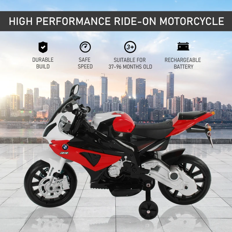 HOMCOM Motoreta Electrica pentru Copii BMW RR 12V, Negru si Rosu(m-4)