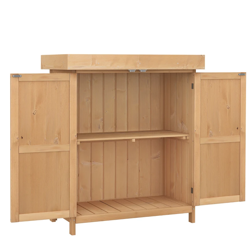 Outsunny Dulap Exterior Lemn 74×43×88 cm – 2 Rafturi pentru Scule Gradina