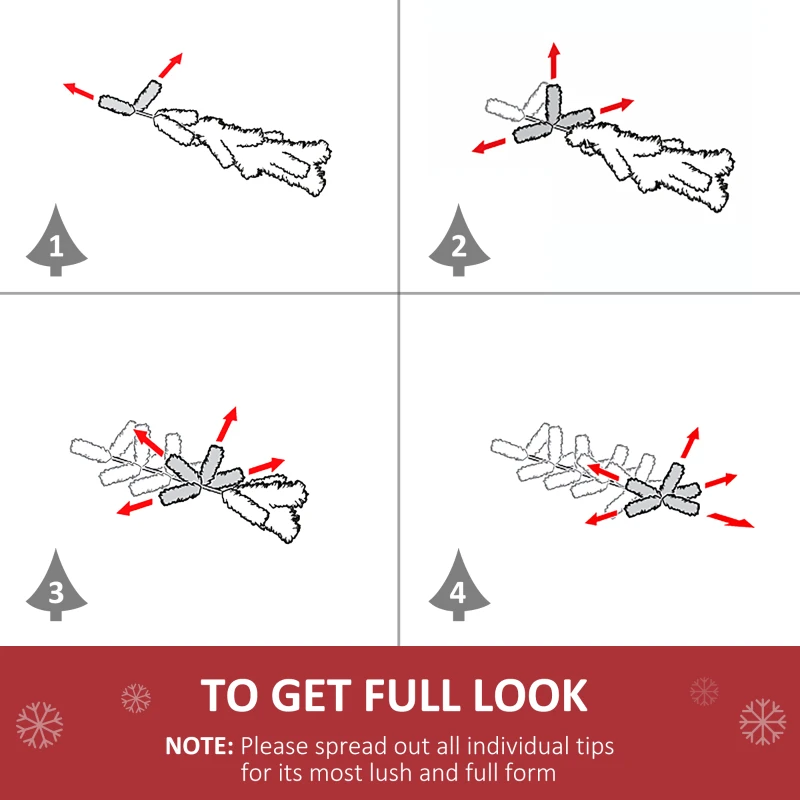 HOMCOM 6FT Artificial Christmas Tree Plain Spruce Faux Seasonal Decoration 1000 PVC Tips Metal Base Stand Easy Assembly