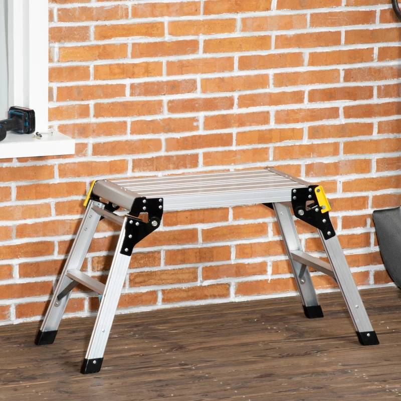 DURHAND Arbeitsplattform Arbeitsbühne, klappbar, rutschfest, mit Sicherheitsriegel, Aluminium+Stahl, 94 x 38,5 x 48cm
