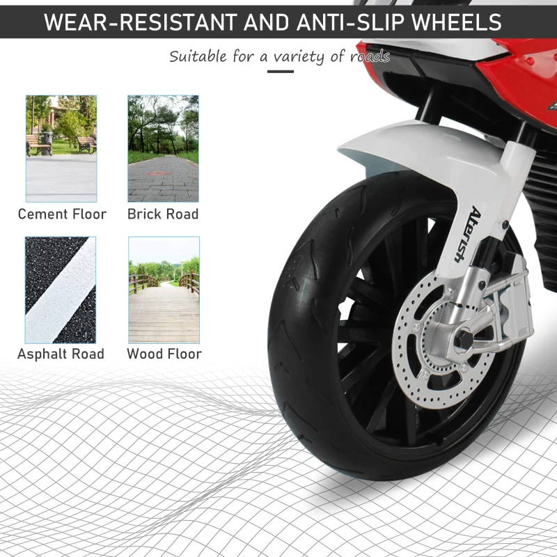 HOMCOM Motoreta Electrica pentru Copii BMW RR 12V, Negru si Rosu(m-5)