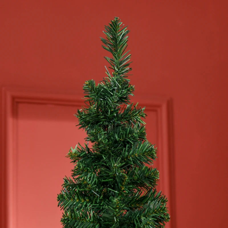 HOMCOM 7ft PVC Hinged Unlit Slim Artificial Pencil Christmas Tree