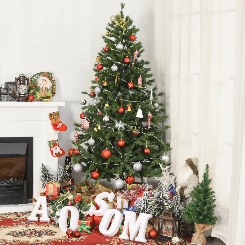 HOMCOM Unlit Artificial 1.5m Xmas Christmas Tree Easy Assembly with Foldable Base Stand for Indoor Outdoor Holiday Decoration Green