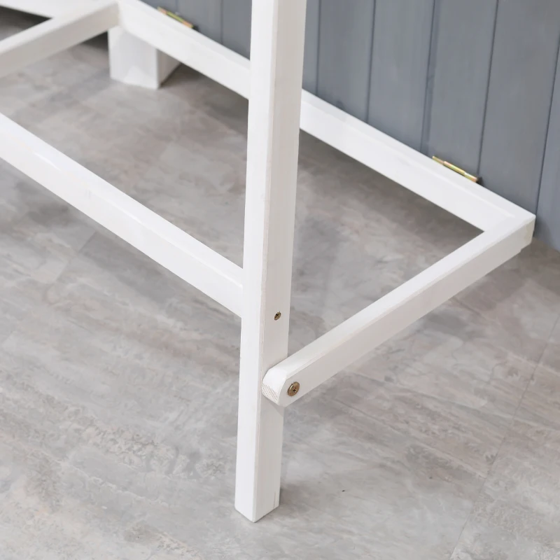 Magazie de Gradina Outsunny cu 2 Etajere, Masuta Pliabila si Jardiniera Laterala, din Lemn de Brad cu Acoperis din Bitum, 132x50x184cm, Gri