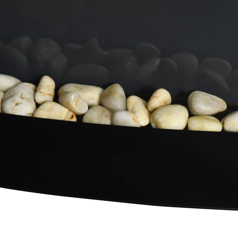 HOMCOM Lareira Elétrica de Parede com Efeito de Chama Realista Luzes LED e Potência Ajustável 1000W/2000W 89,2x13,5x48cm Preto