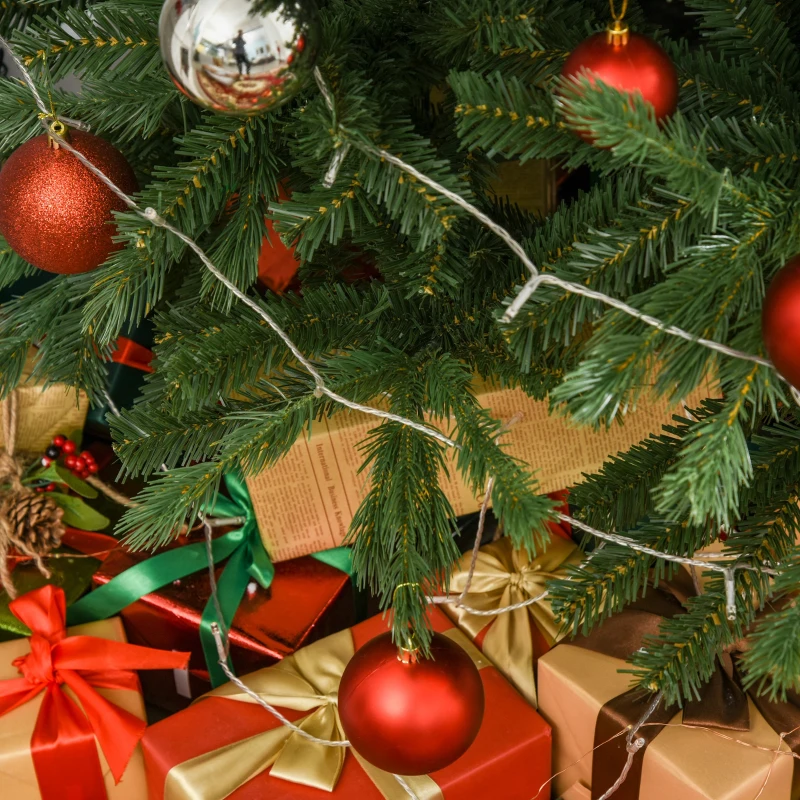 HOMCOM 7ft Unlit Artificial 2.1m Xmas Christmas Tree Easy Assembly with Foldable Base Stand for Indoor Outdoor Holiday Decoration Green