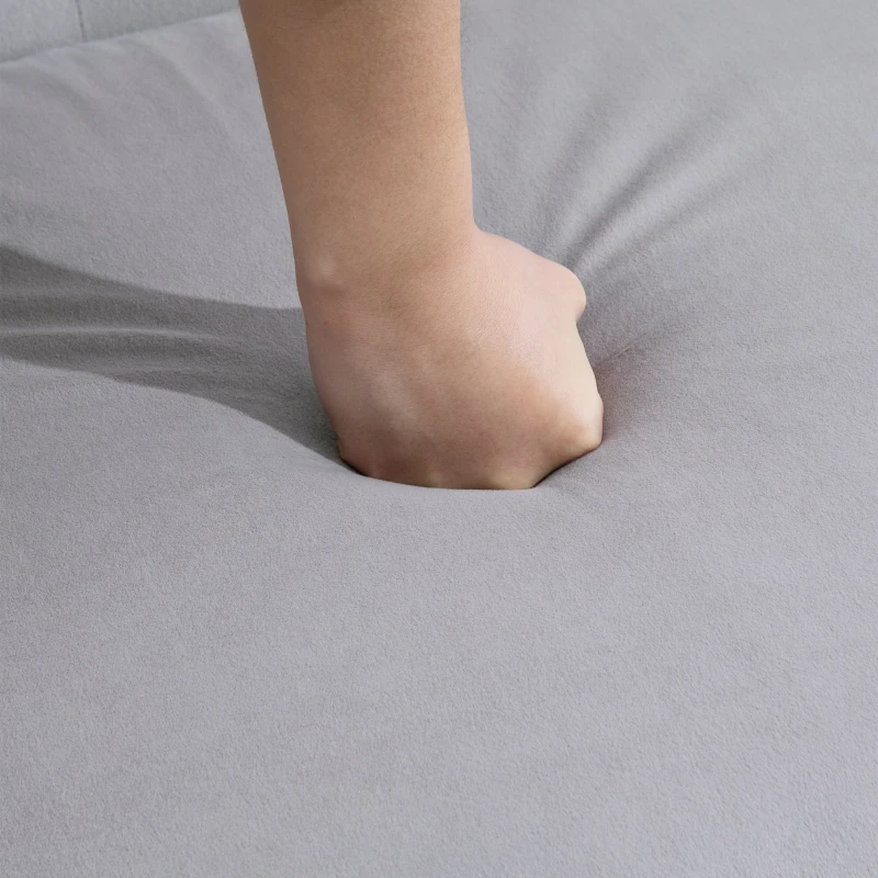 HOMCOM tweezitsbank stoffen bank gestoffeerd zitmeubel loveseat vintage hout grijs