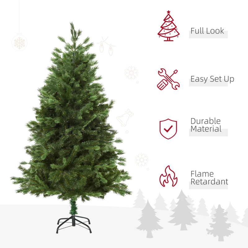 HOMCOM Unlit Artificial 1.5m Xmas Christmas Tree Easy Assembly with Foldable Base Stand for Indoor Outdoor Holiday Decoration Green