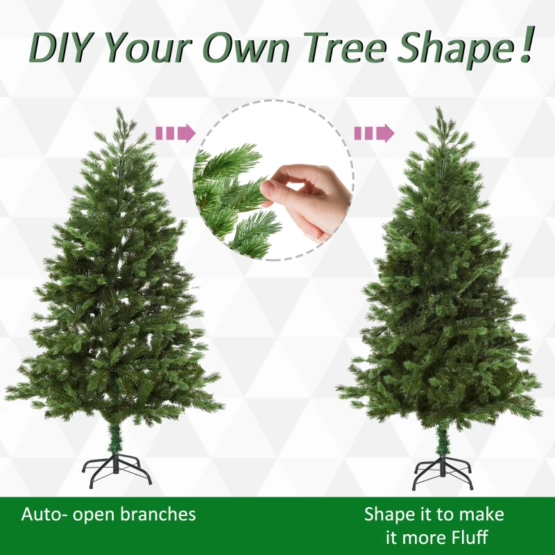 HOMCOM 7ft Unlit Artificial 2.1m Xmas Christmas Tree Easy Assembly with Foldable Base Stand for Indoor Outdoor Holiday Decoration Green