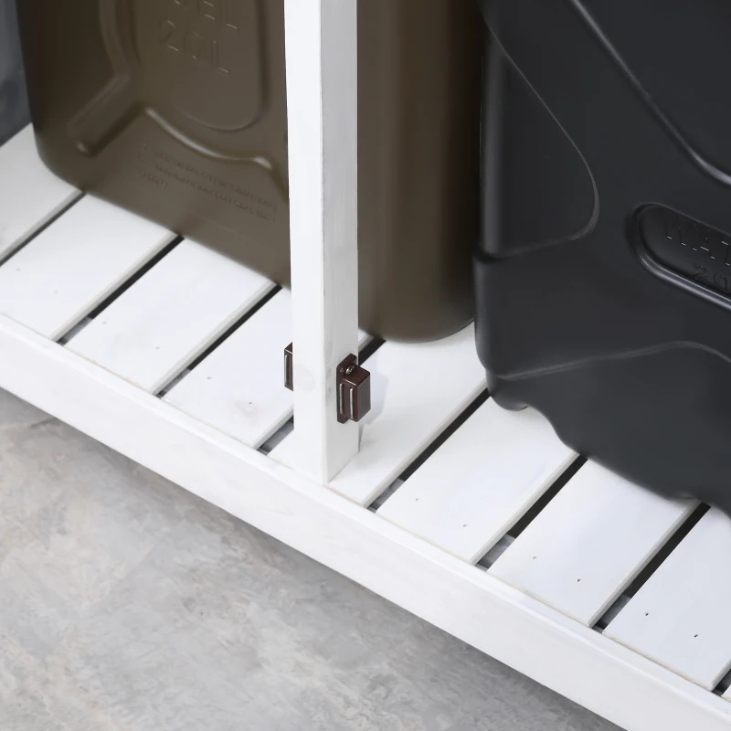 Magazie de Gradina Outsunny cu 2 Etajere, Masuta Pliabila si Jardiniera Laterala, din Lemn de Brad cu Acoperis din Bitum, 132x50x184cm, Gri