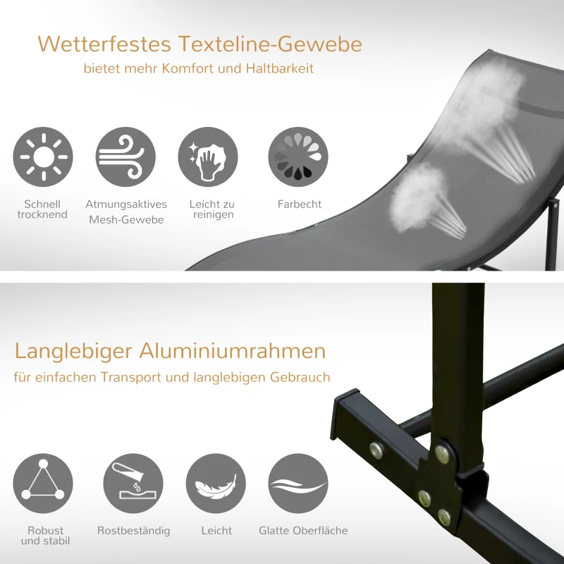 Outsunny set van 2 ligstoelen aluminium 165 x 61 x 63 cm