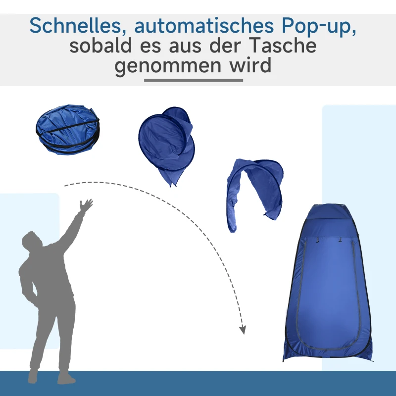 Outsunny Pop-up Camping Toilet-/Douchetent: Mobiel, Privacy, Waterdicht, Donkerblauw, 120x120x190cm