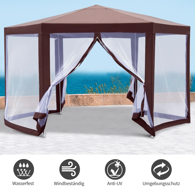 Outsunny paviljoen tuinpaviljoen met muskietennet 195 x 245 cm