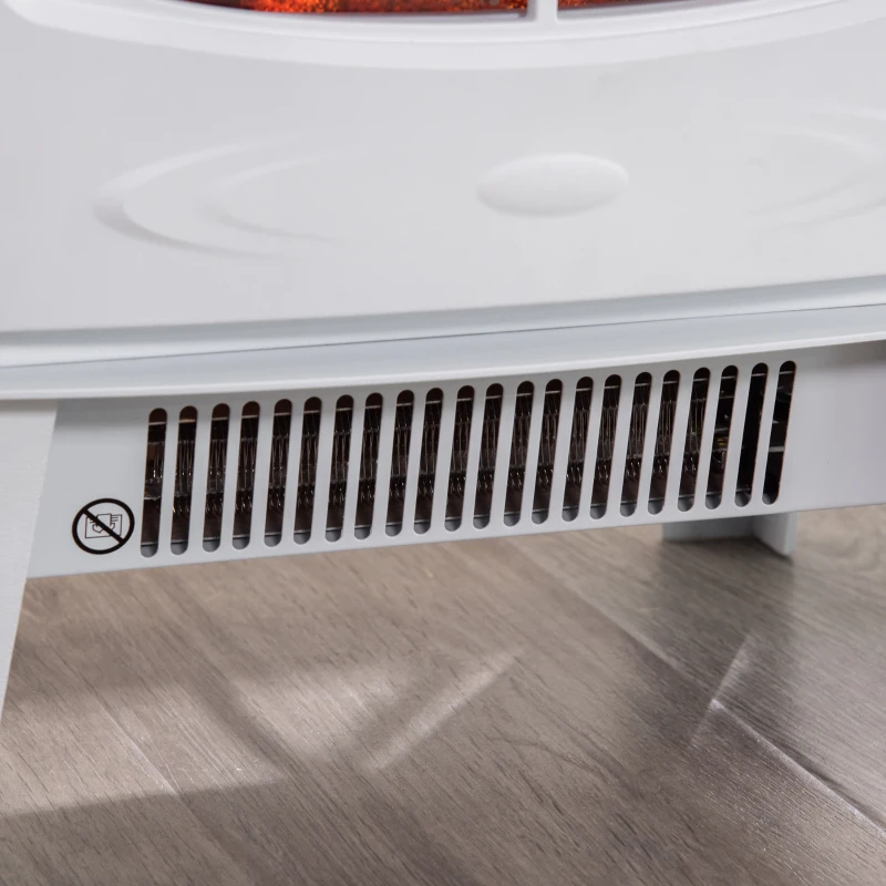 HOMCOM Lareira Elétrica Portátil Potência 900/1800W com Efeito de Chama Realista Termostato Ajustável e Proteção contra Superaquecimento até 20m² 39x26x54,8cm Branco