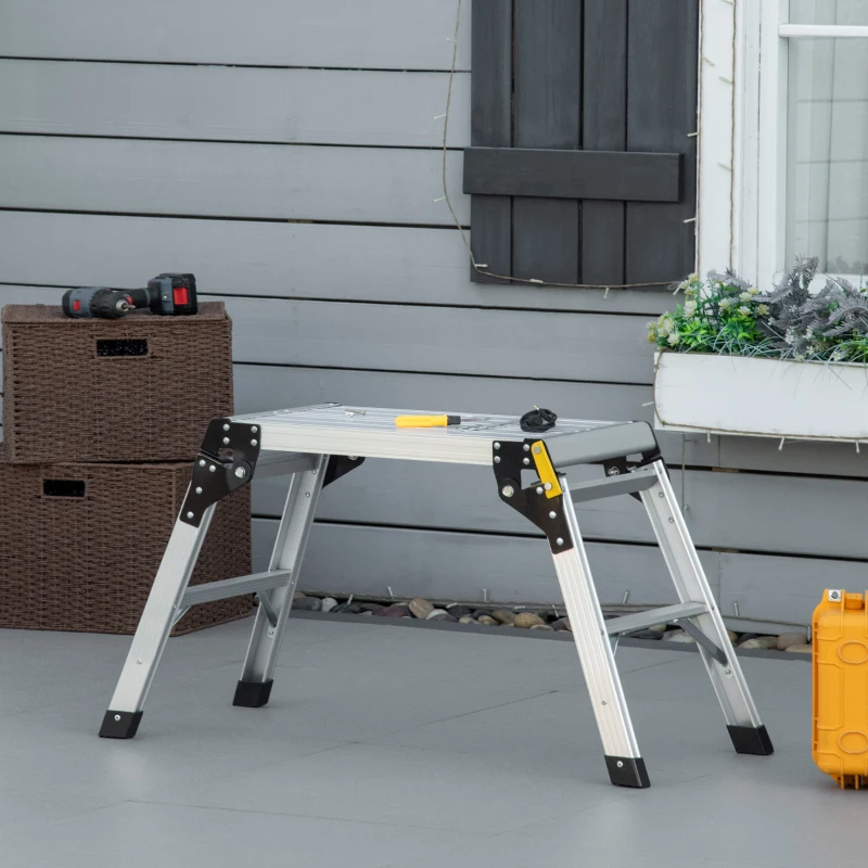 DURHAND Arbeitsplattform Arbeitsbühne, klappbar, rutschfest, mit Sicherheitsriegel, Aluminium+Stahl, 94 x 38,5 x 48cm