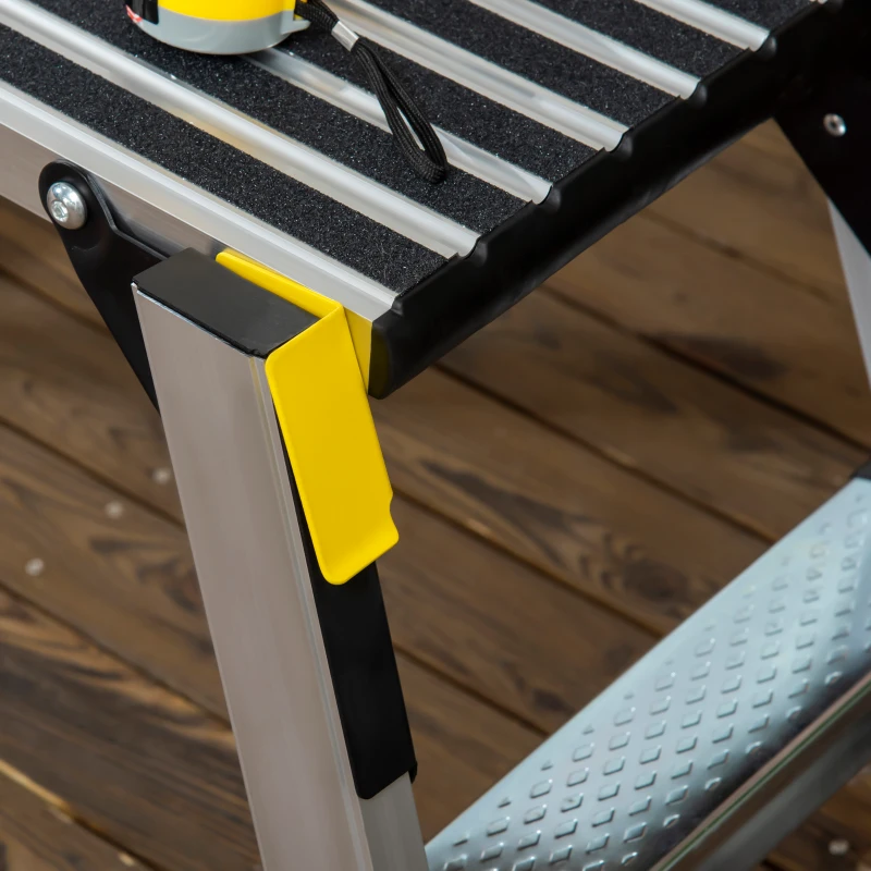 DURHAND Arbeitsplattform Arbeitsbühne, klappbar, rutschfest, mit Sicherheitsriegel, Aluminium, 127,5 x 45 x 49cm