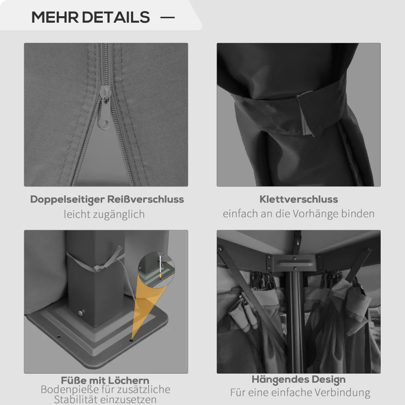 Outsunny paviljoen voor in de tuin met tweelaags dak donkergrijs 3 x 3 x 2.7m