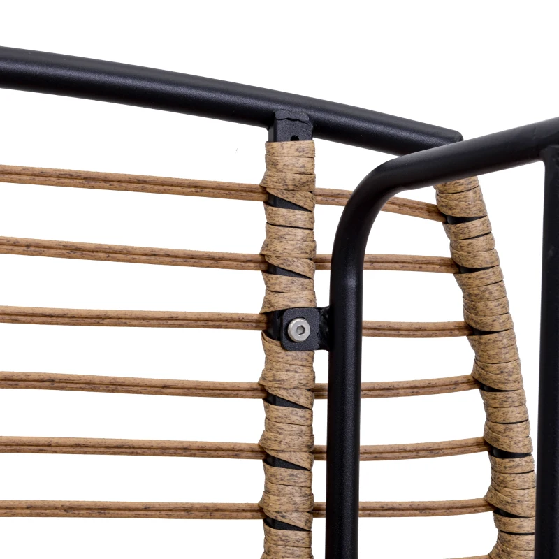 Outsunny poly-rotan tuinbank 4-delige rotan bankset staal polyester kaki + beige