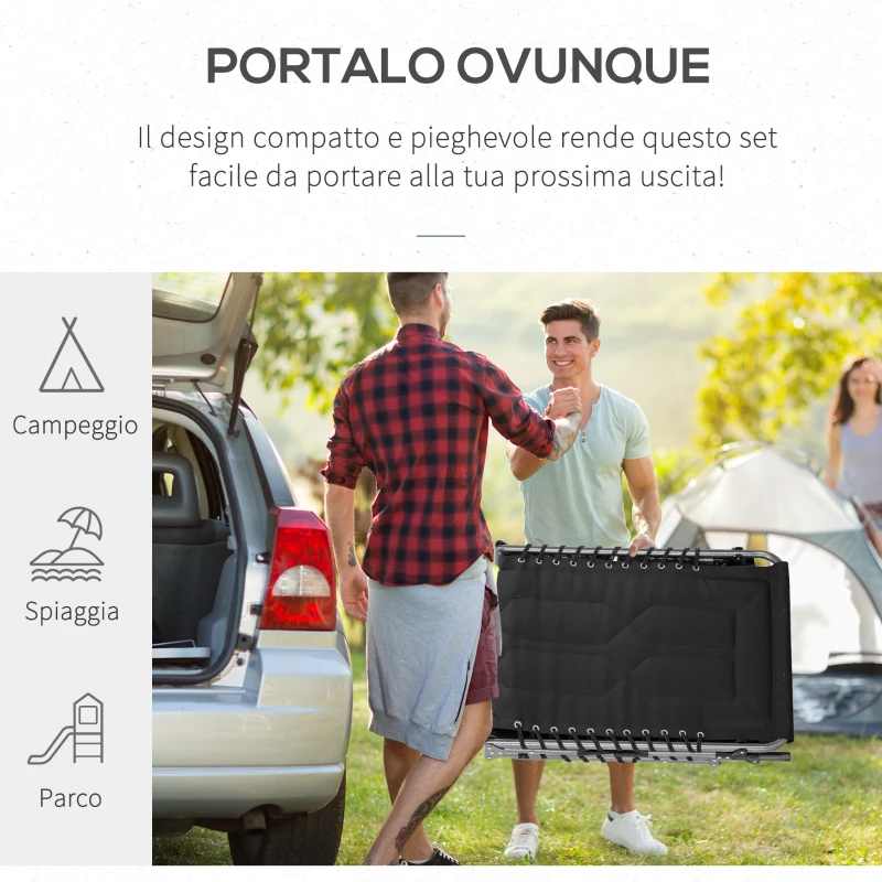 Outsunny Sdraio da Giardino con Schienale Regolabile su 5 Livelli, Poggiatesta e Tasca, 188x57x30cm